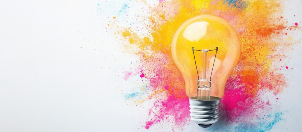 Ampoule colorée symbolisant la stratégie commerciale et marketing, les idées, la créativité